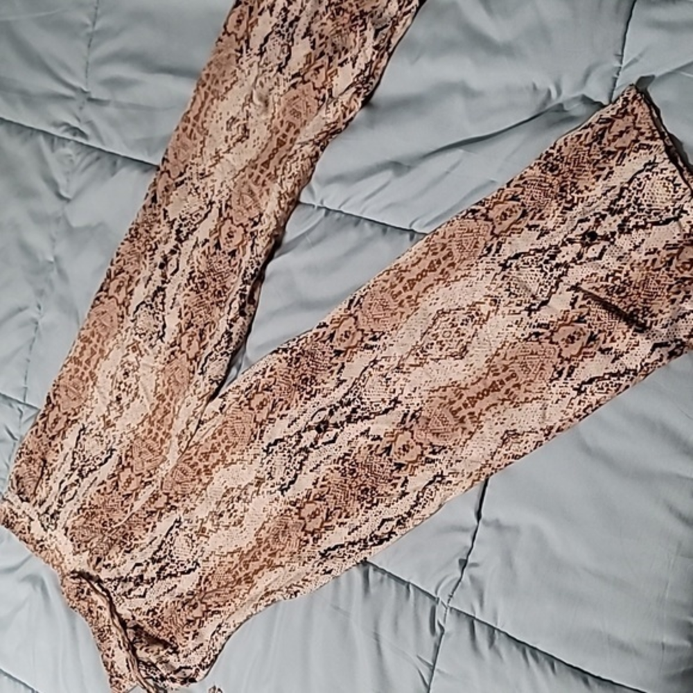 MLLE GABRIELLE Alligator/Snake Print Wide-Leg Sailor Pants Women's S‎ NWOT Cond.